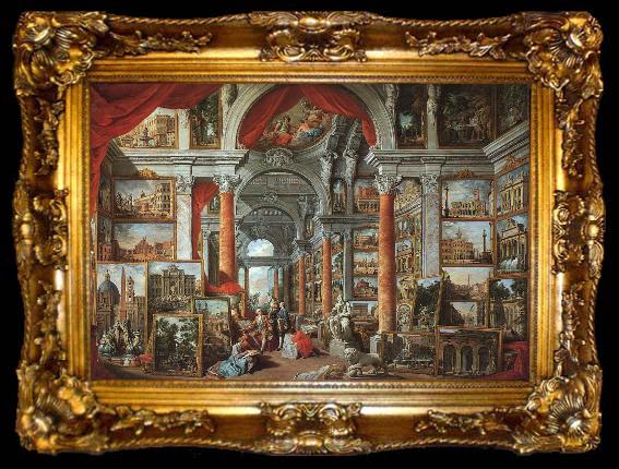 framed  Giovanni Paolo Pannini Picture Gallery with Views of Modern Rome, ta009-2